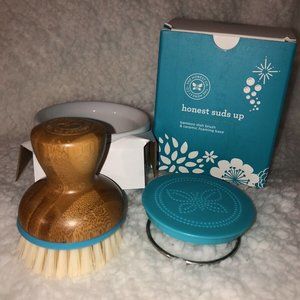 The Honest Company Honest Suds Up Bamboo Dish Brush & Ceramic Foaming Base NIB